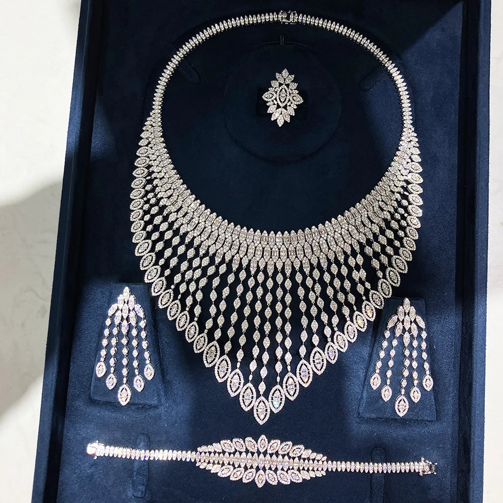 Luxury Bridal Jewelry Set for Women – Cubic Zirconia Wedding Necklace Set