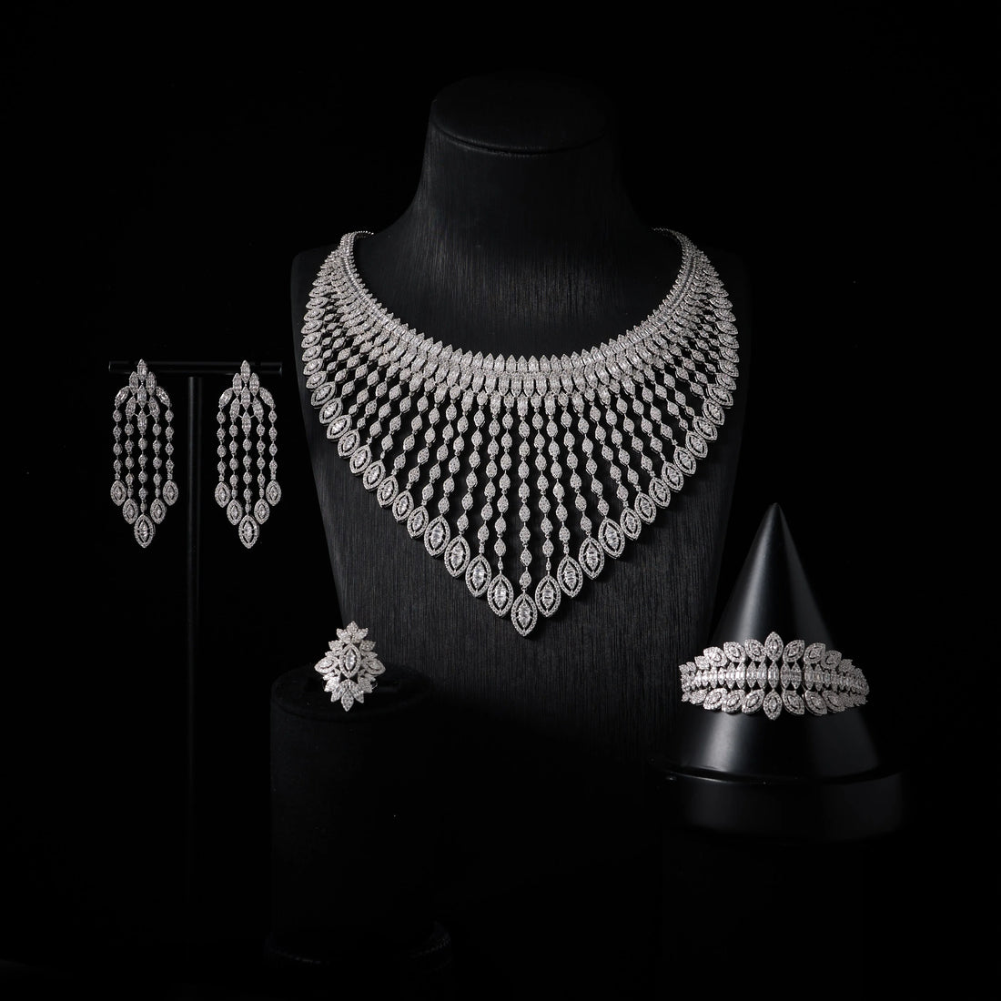 Luxury Bridal Jewelry Set for Women – Cubic Zirconia Wedding Necklace Set