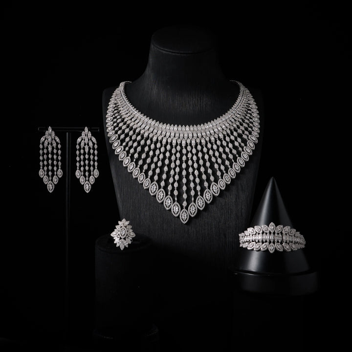 Luxury Bridal Jewelry Set for Women – Cubic Zirconia Wedding Necklace Set
