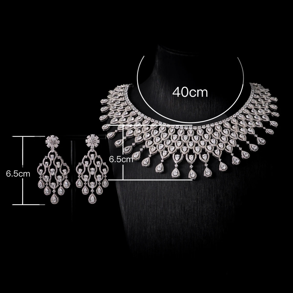 Luxury Indian Bridal Emerald Cubic Zirconia Necklace and Earrings Set