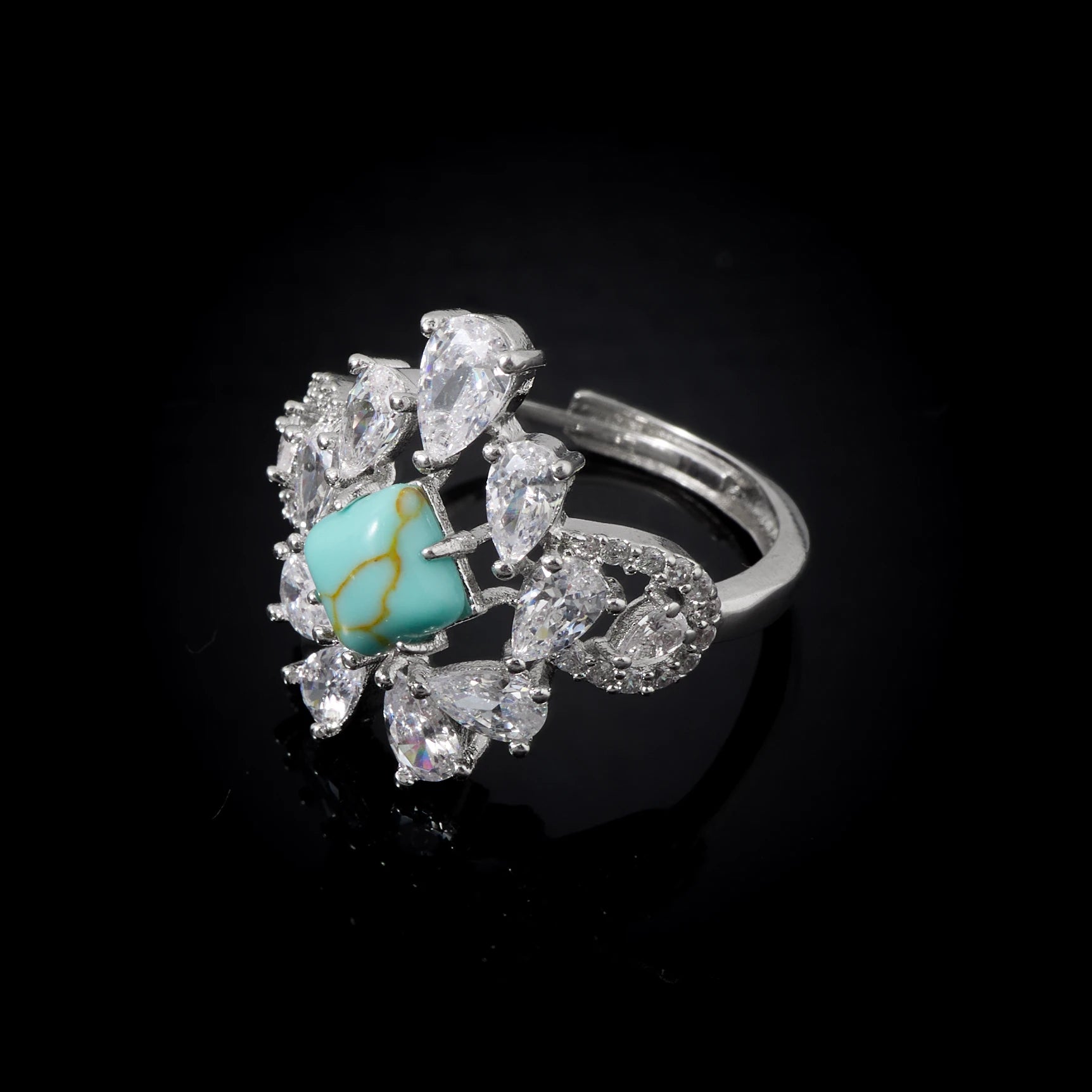 Luxury Turquoise Cubic Zirconia Bridal Necklace Set for Women
