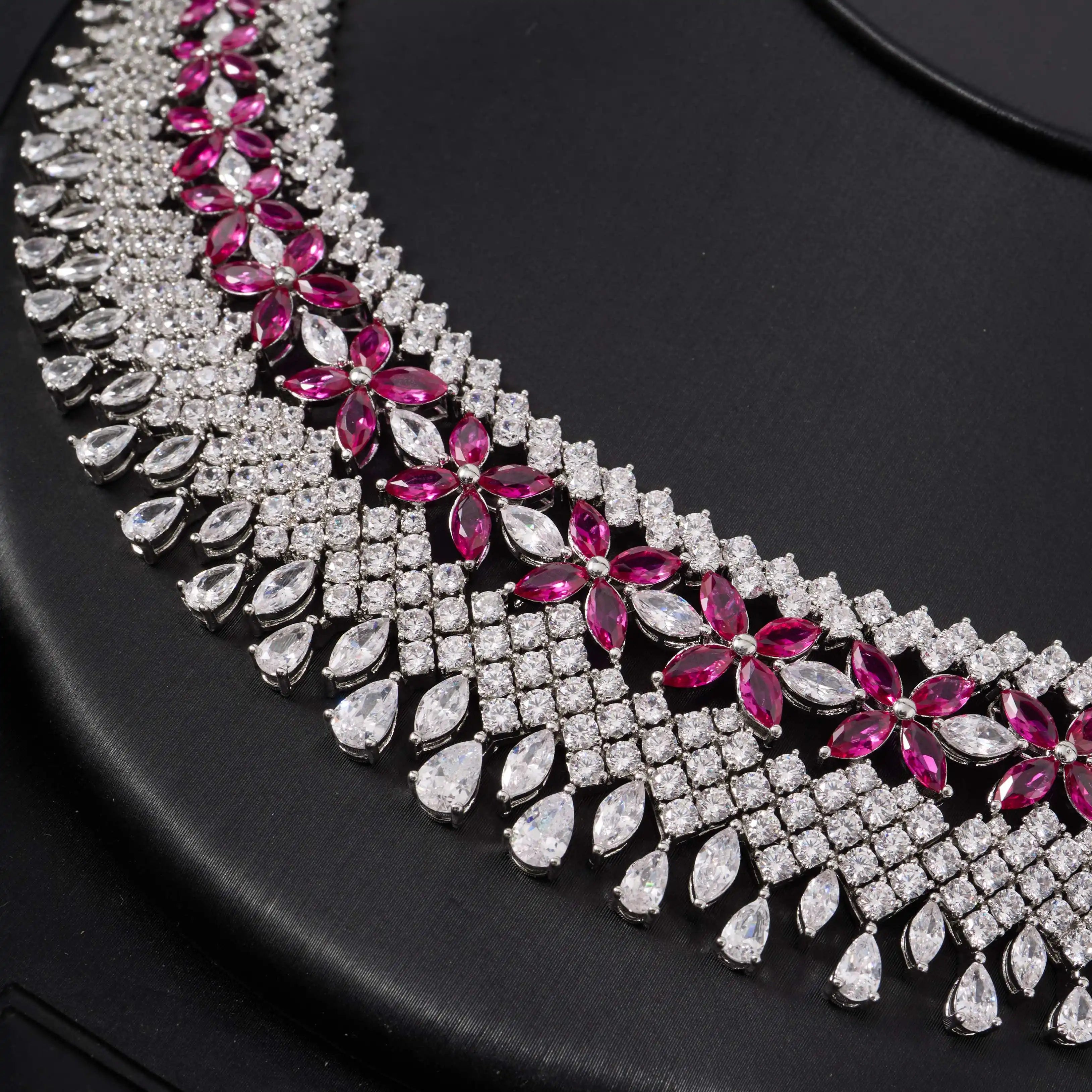 Luxury Double Layer Cubic Zircon Bridal Necklace Set