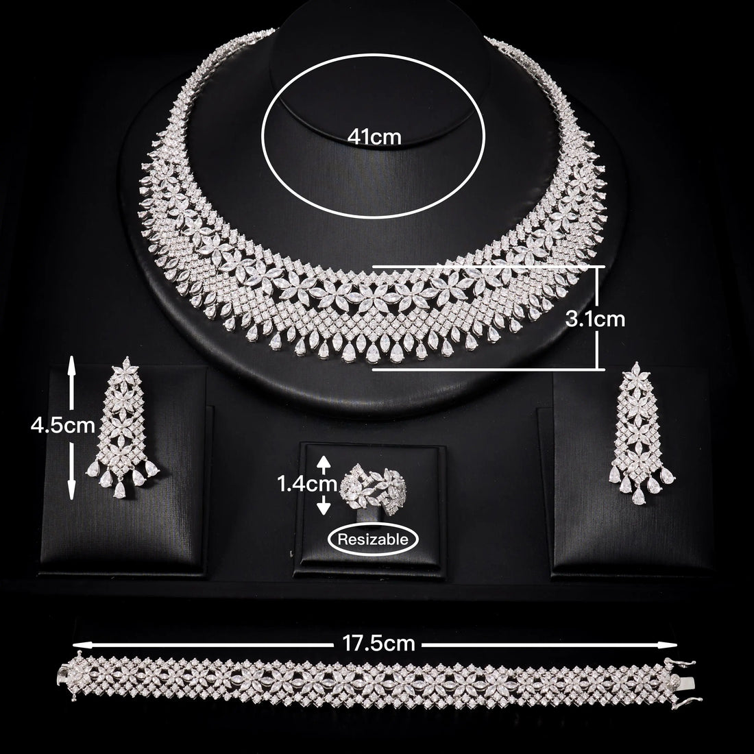 Luxury Double Layer Cubic Zircon Bridal Necklace Set