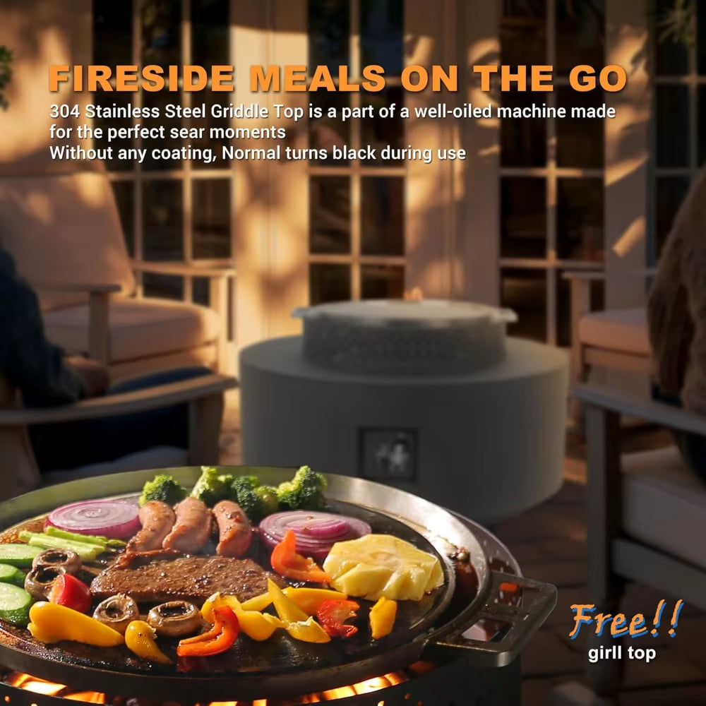 Modern 3-Piece Outdoor Fire Pit Table, 32 Inch Propane Fire Table