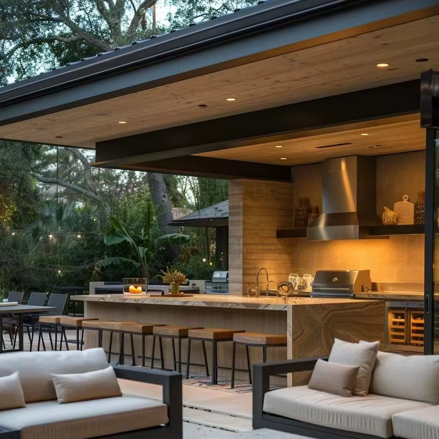 Modern High-End Modern Outdoor Kitchen for BBQ 