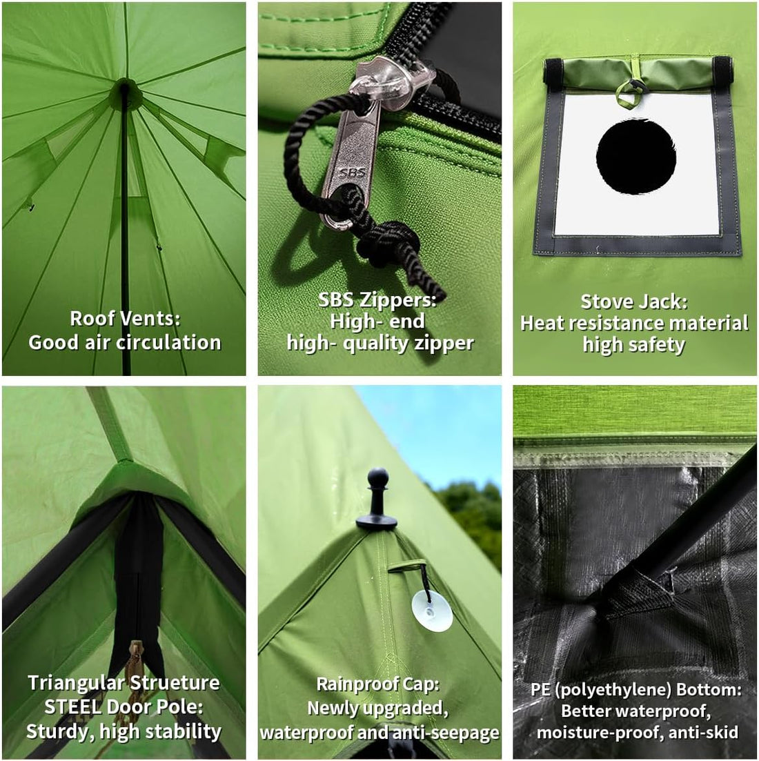 Canvas Bell Yurt Tent with Stove Jack, Waterproof Luxury 4 Season Tents for Family Outdoor Camping 100% Cotton Green Glamping Tents for Hunting, Partie, All Year Living