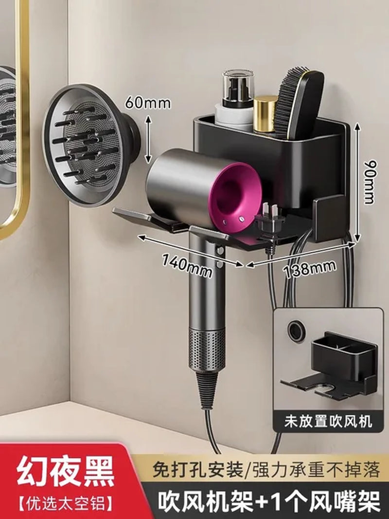 Luxury New Hair Dryer Holder Wall Dryer Cradle Straightener Stand Hairdryer Organizer Storage Box Toilet Blower Holder Bathroom Shelves