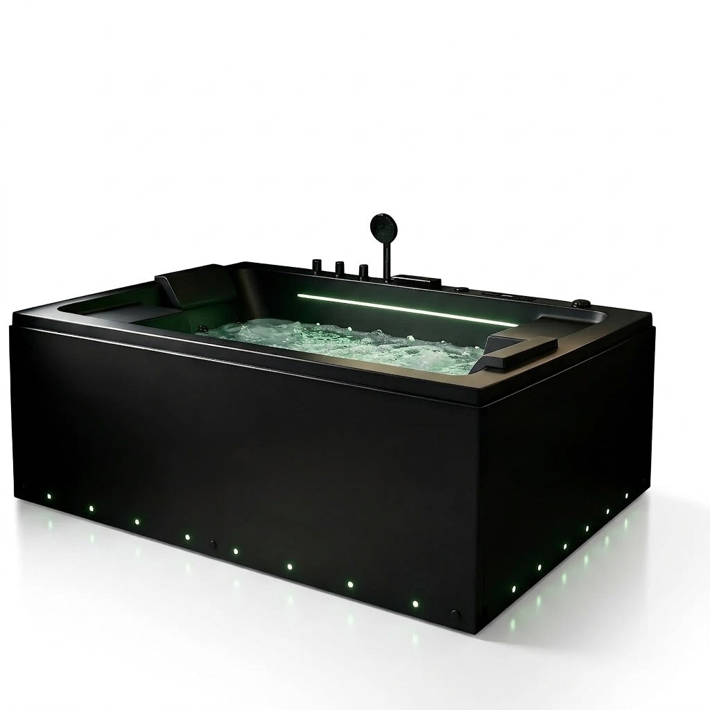 Modern Kinglauren Black Corner Jacuzzi Bathtub Whirlpool for Luxury Bathrooms