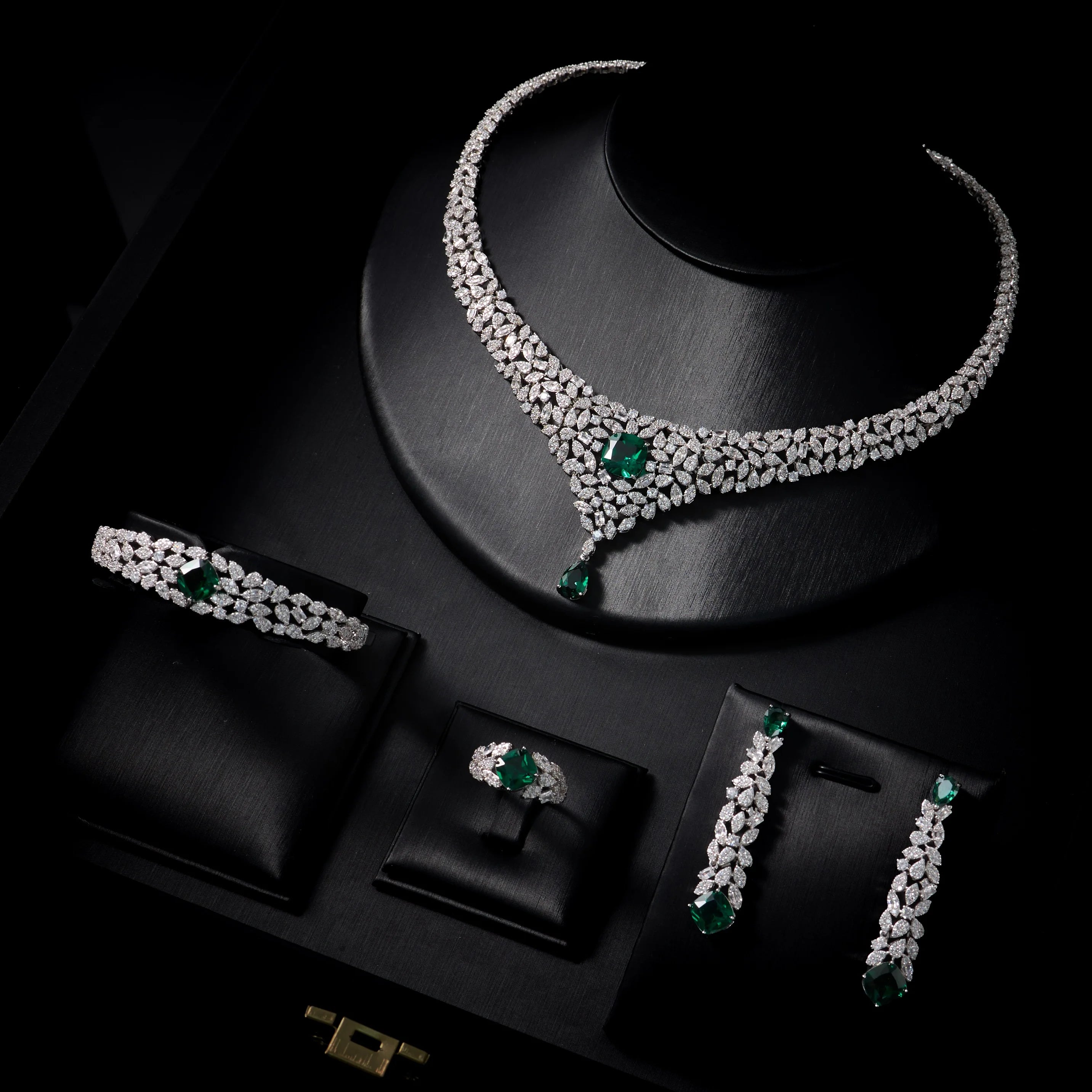 Luxury 2-Piece Cubic Zirconia Tassel Bridal Jewellery Set