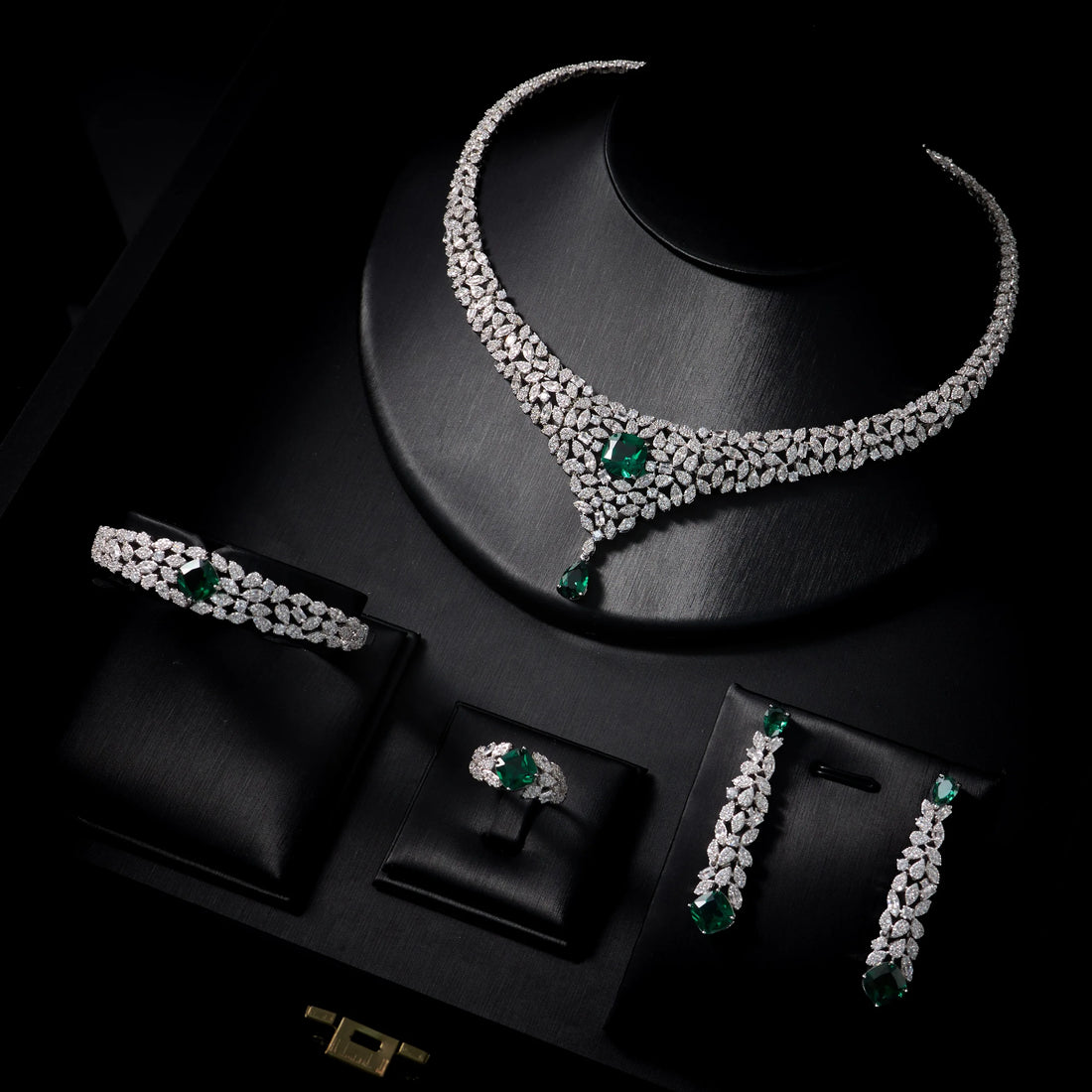 Luxury 2-Piece Cubic Zirconia Tassel Bridal Jewellery Set