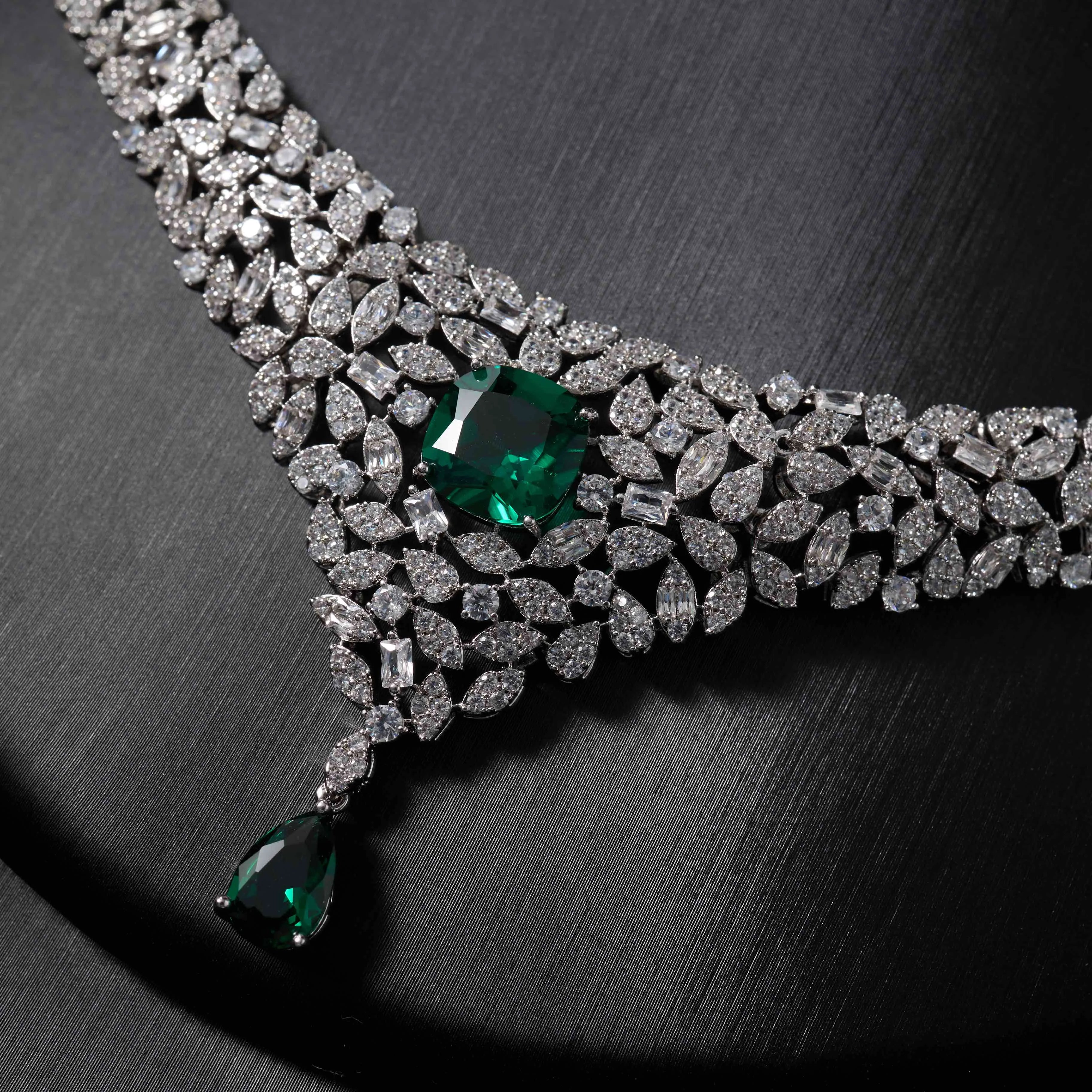Luxury 2-Piece Cubic Zirconia Tassel Bridal Jewellery Set