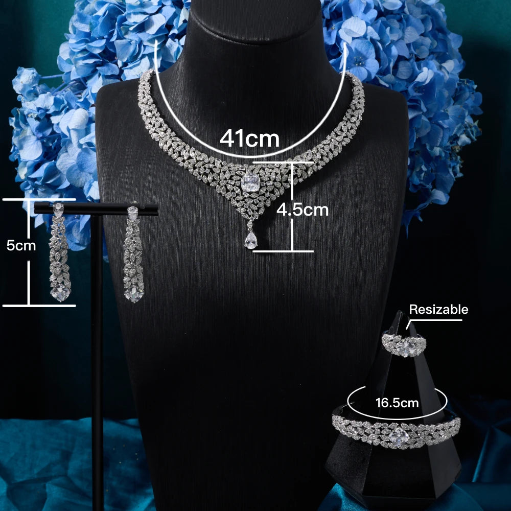 Luxury 2-Piece Cubic Zirconia Tassel Bridal Jewellery Set
