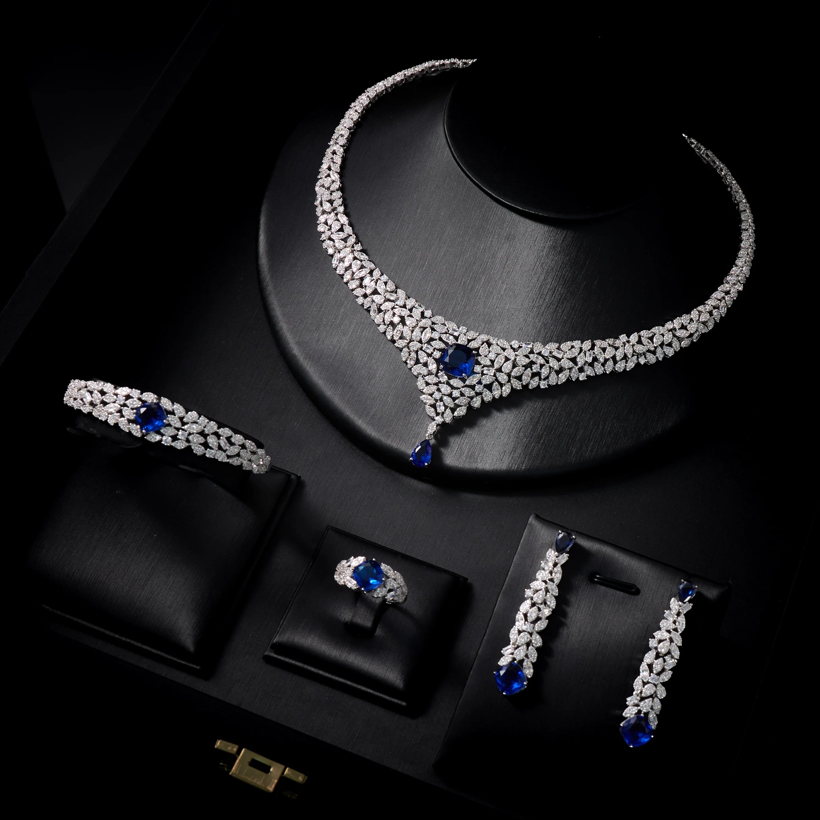 Luxury 2-Piece Cubic Zirconia Tassel Bridal Jewellery Set