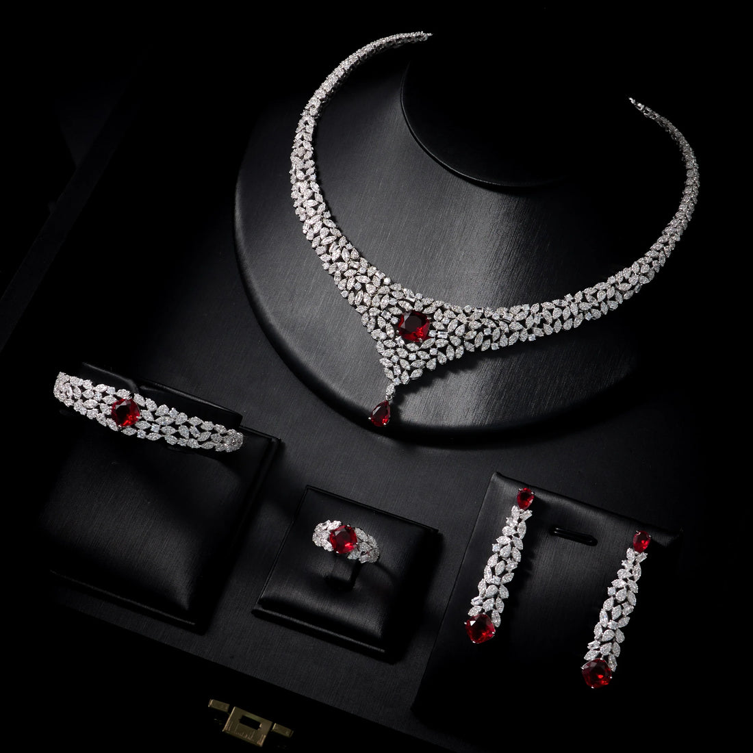 Luxury 2-Piece Cubic Zirconia Tassel Bridal Jewellery Set