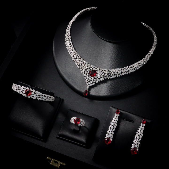 Luxury 2-Piece Cubic Zirconia Tassel Bridal Jewellery Set