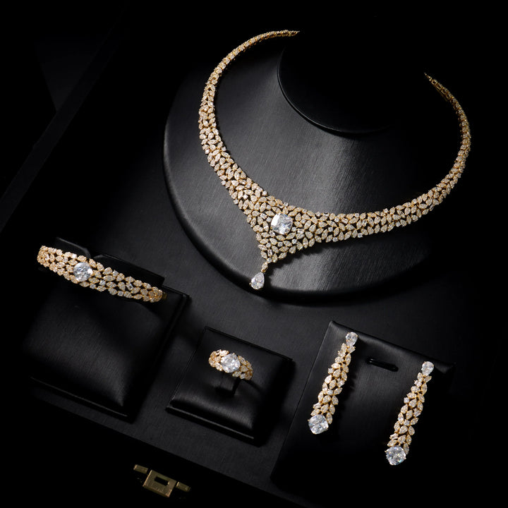 Luxury 2-Piece Cubic Zirconia Tassel Bridal Jewellery Set