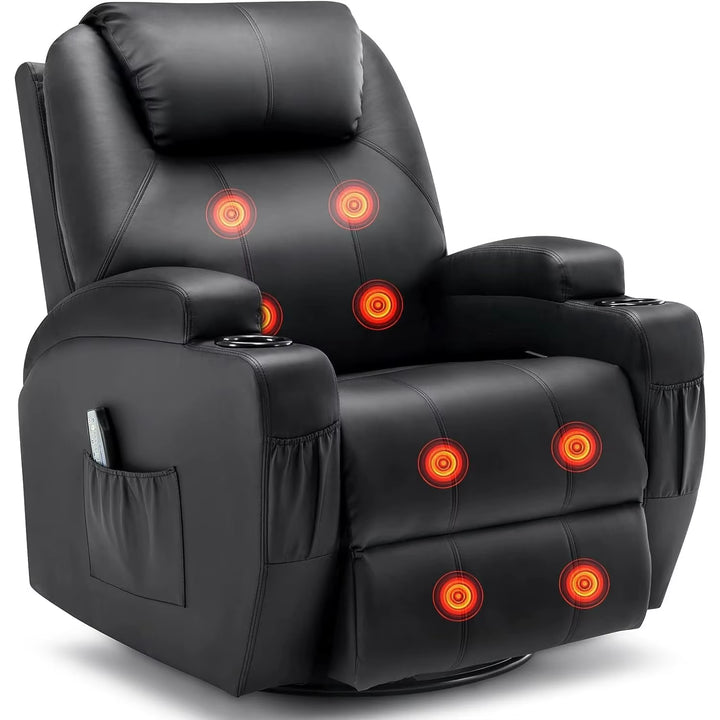 Recliner Chair, Rocking Chair with Massage and Heat, 360° Rotation