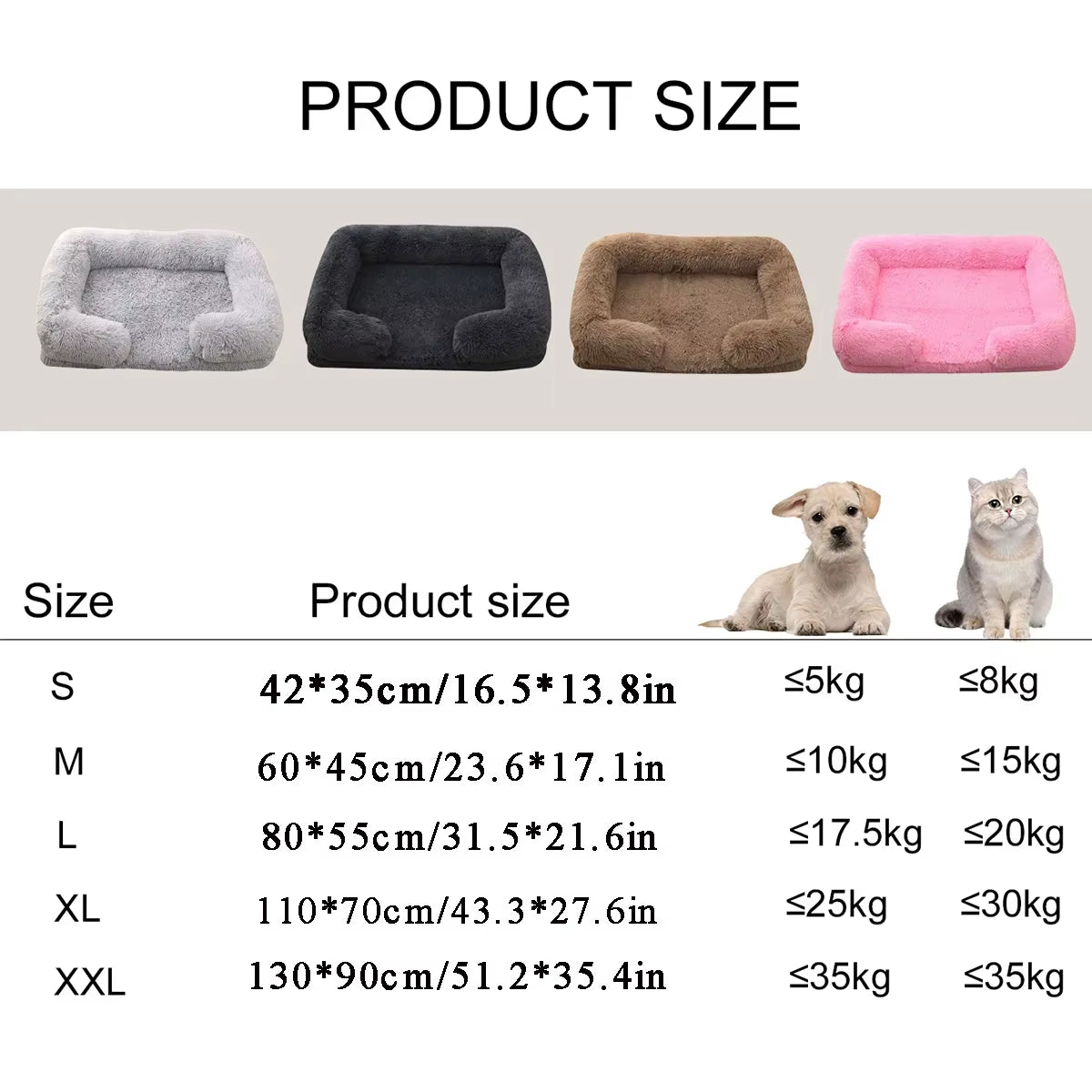 New Square Dog Bed Plush Pet Bed Winter Thickened Pad Bed 