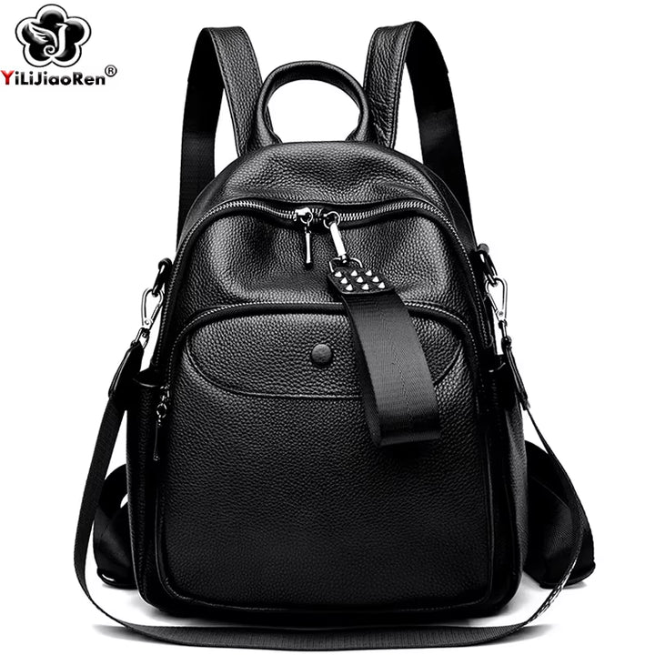 Real Leather Backpack for Women Cowhide Travel Bag pack High Capacity School Bag 