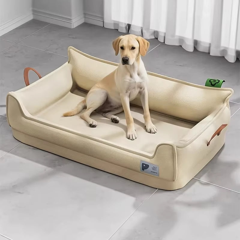 Modern Orthopedic Leather Dog Bed Sofa – Detachable Rectangle Pet Bed