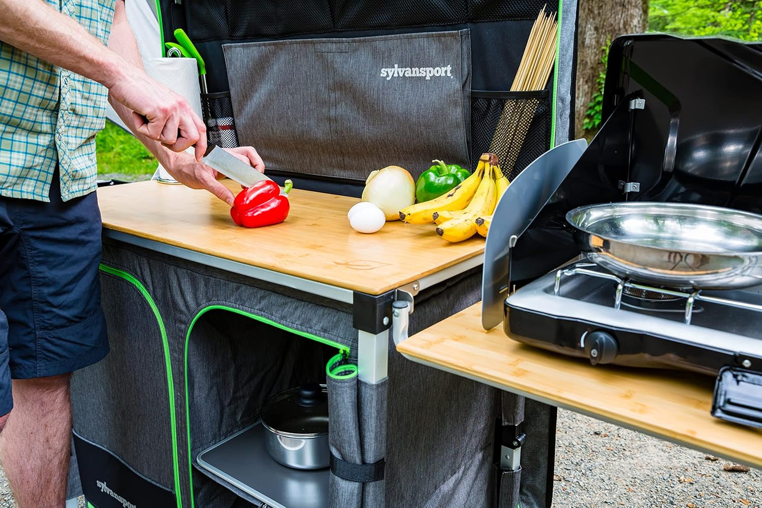 Outdoor Camp Kitchen System for Easy Cooking, Clean Up, Camping Meal Prep, Glamping and Camping Essentials, Dine-O-Max Large Version