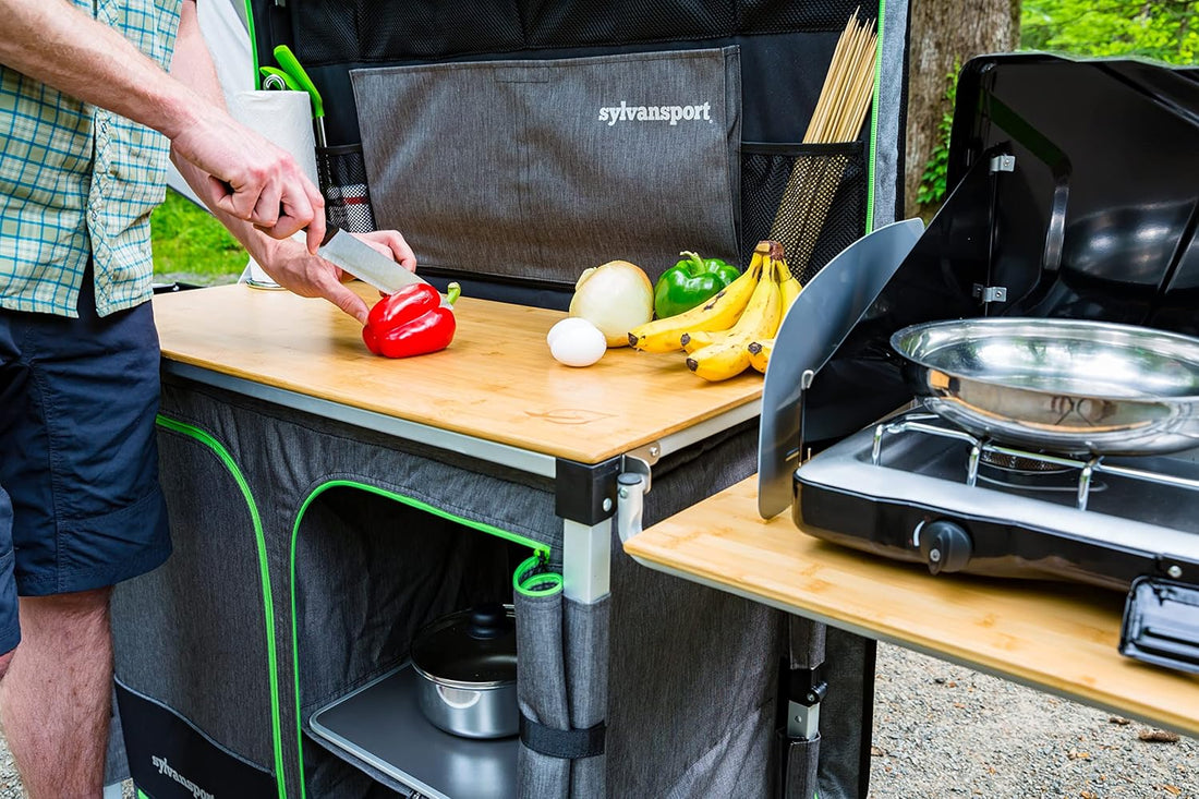 Outdoor Camp Kitchen System for Easy Cooking, Clean Up, Camping Meal Prep, Glamping and Camping Essentials, Dine-O-Max Large Version