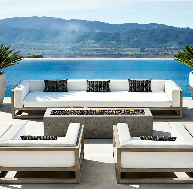Outdoor Sofa Outdoor Aluminum Alloy Software Single Double Sofa Combination Villa Garden Leisure Sofa Family Furniture Set