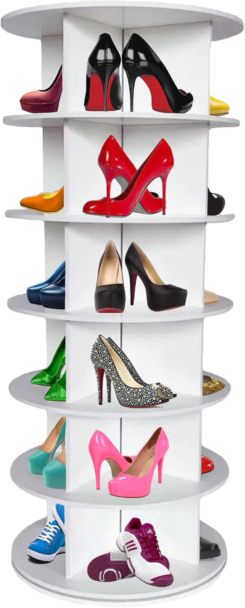 New Arrived Rotating 360° Shoe Rack, Store Your Shoes, Handbags, Crystals, in Our Reloving Multi-Compartment This 6-Tier Wooden Rack Holds up to 24 Pairs of Shoes.