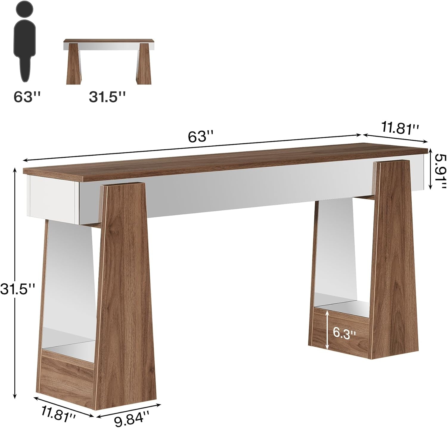 New Mirrored Console, Farmhouse Wooden Entryways