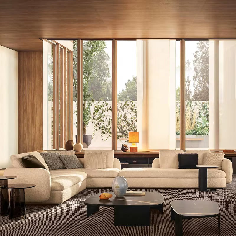 Modern Lobby Sofa Fabric Curved Italian Sectional Sofa