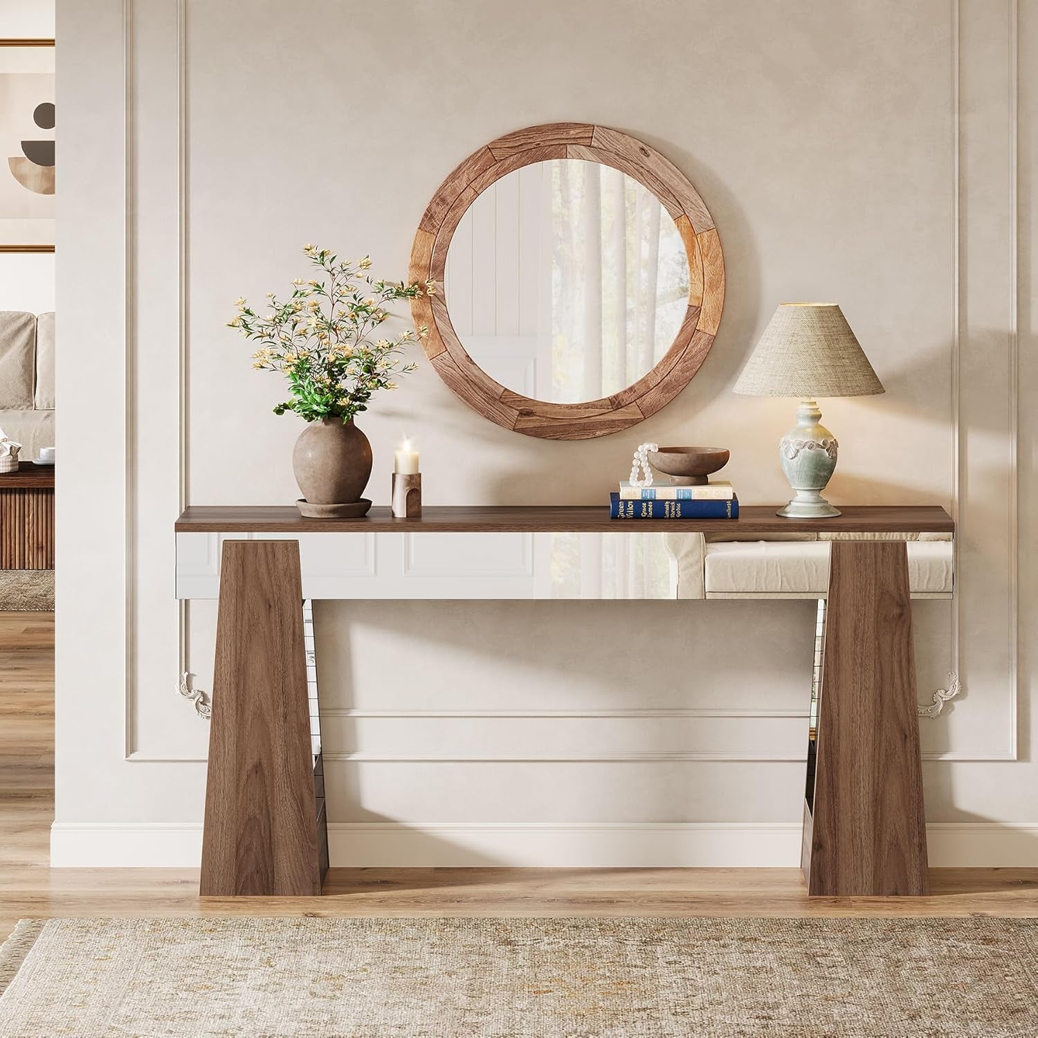 New Mirrored Console, Farmhouse Wooden Entryways