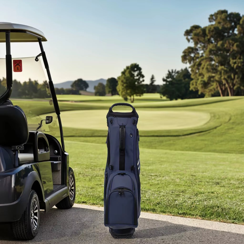 New Portable PU Leather - Nylon Golf Stand Bag, High-Capacity Storag