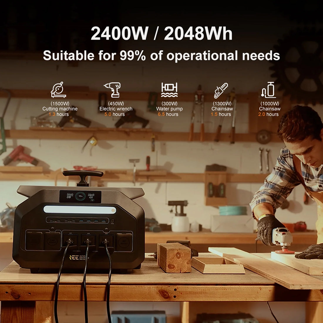 New IEE Solar Generator, 2048Wh/2400W Lifepo4 Power Station App enabled 