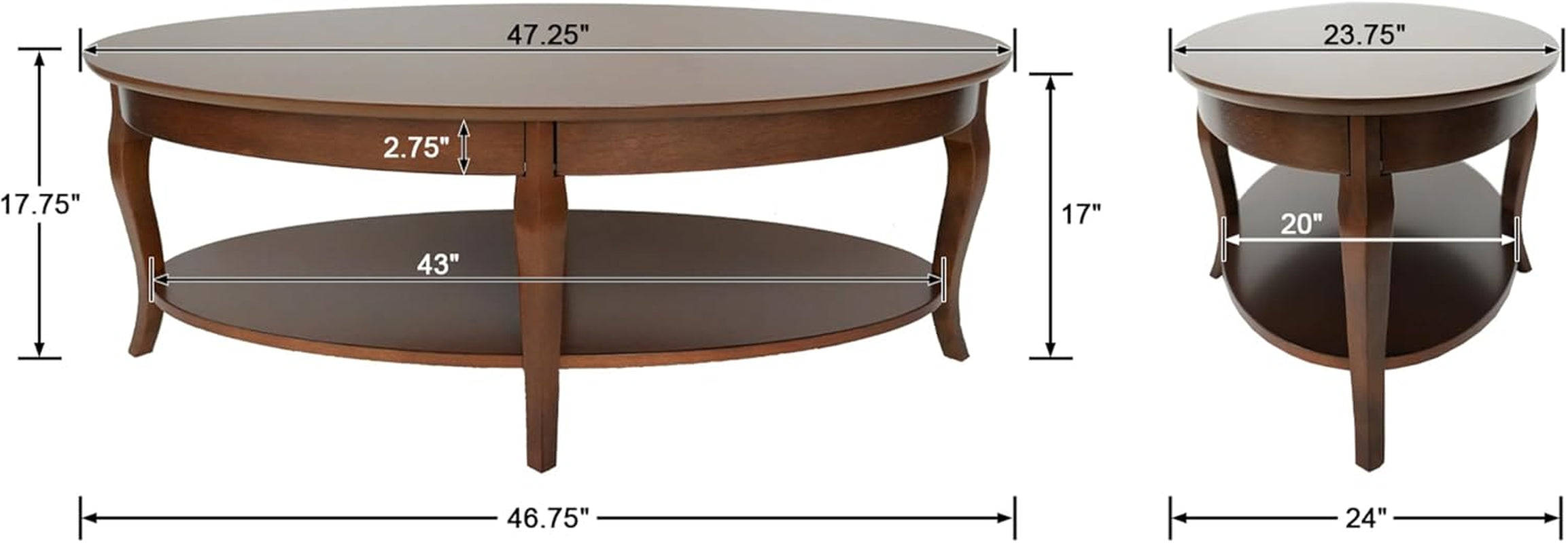 New Oval Wood Coffee Table Antique Living