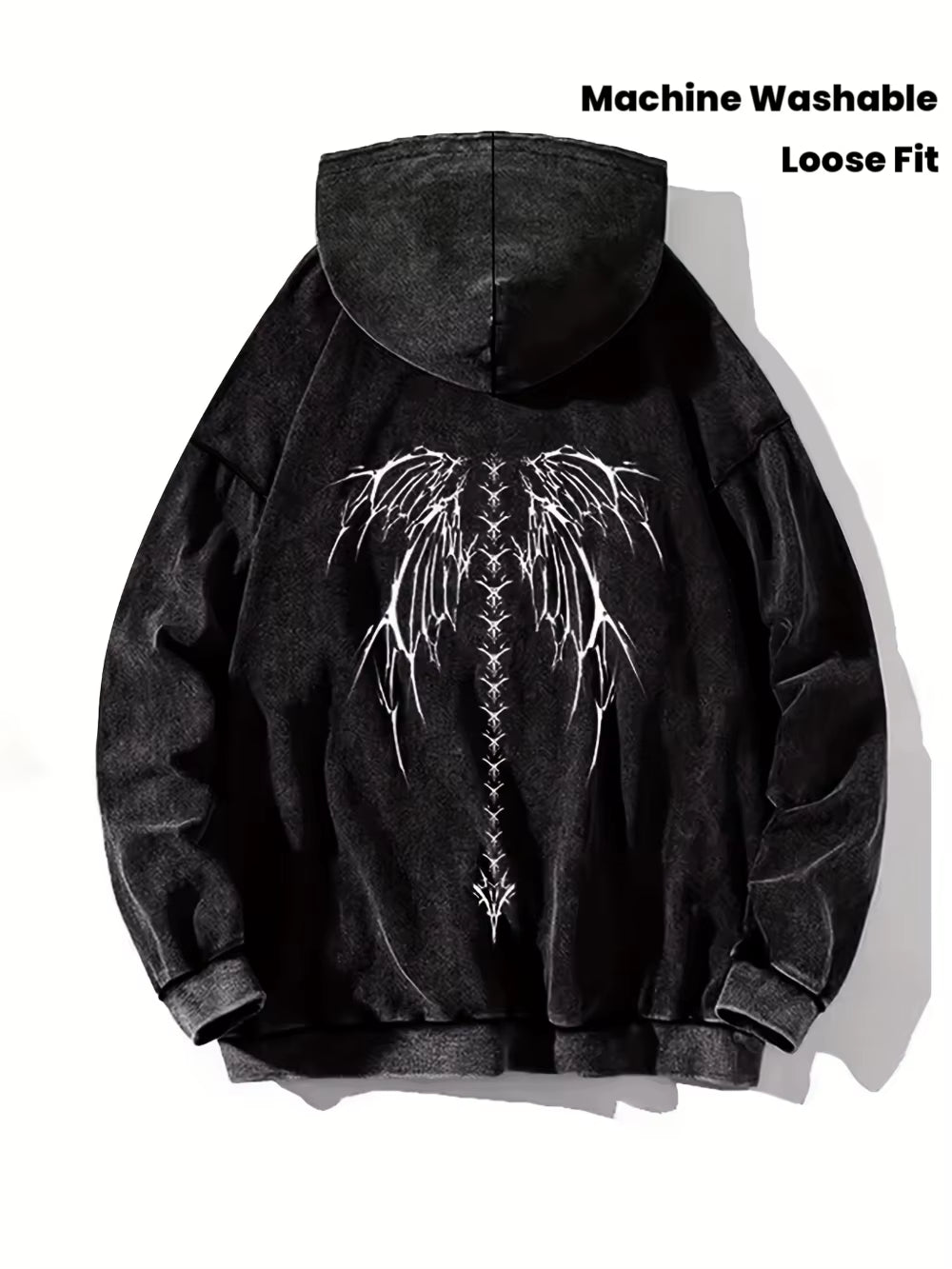Mens Vintage Printed Hooded Streetwear 