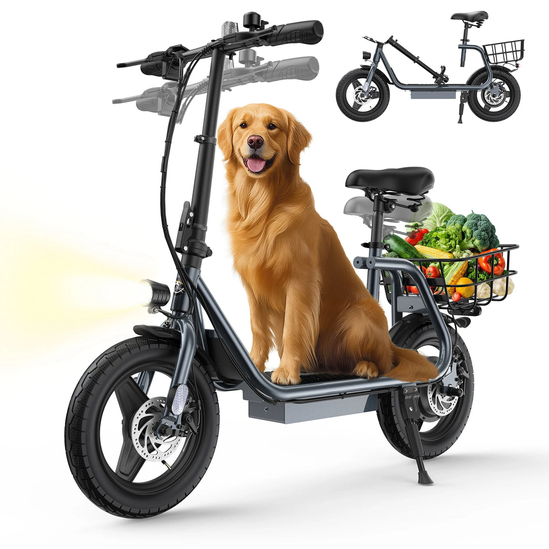 New P2 Adult Electric Scooter 500W Motor with Basket