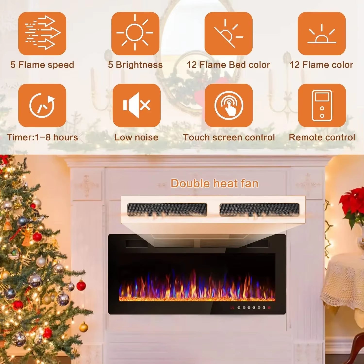 New 72 Inch Ultra-Thin Electric Fireplace Wall Mounted Fireplace Heater