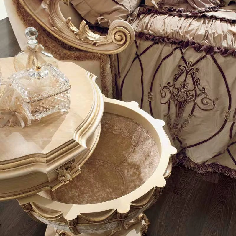 New Baroque Classical Golden Home Hand Carved King Size Bed