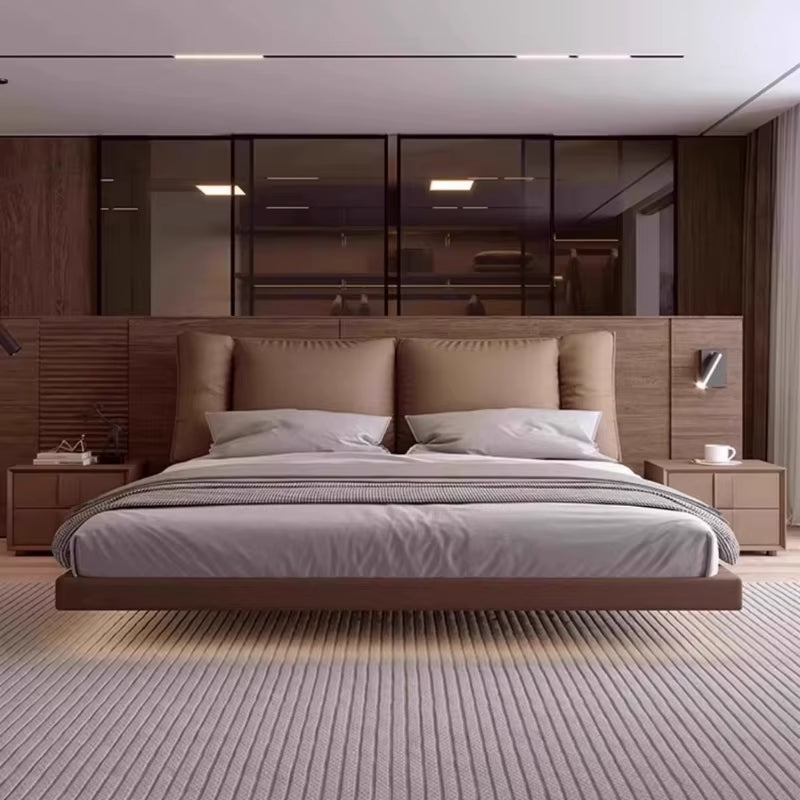 Modern Luxury Levitation Genuine Leather Flolating Double Bed