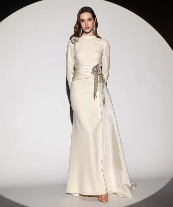 Modern Style Women High Collar Wedding Party Dress