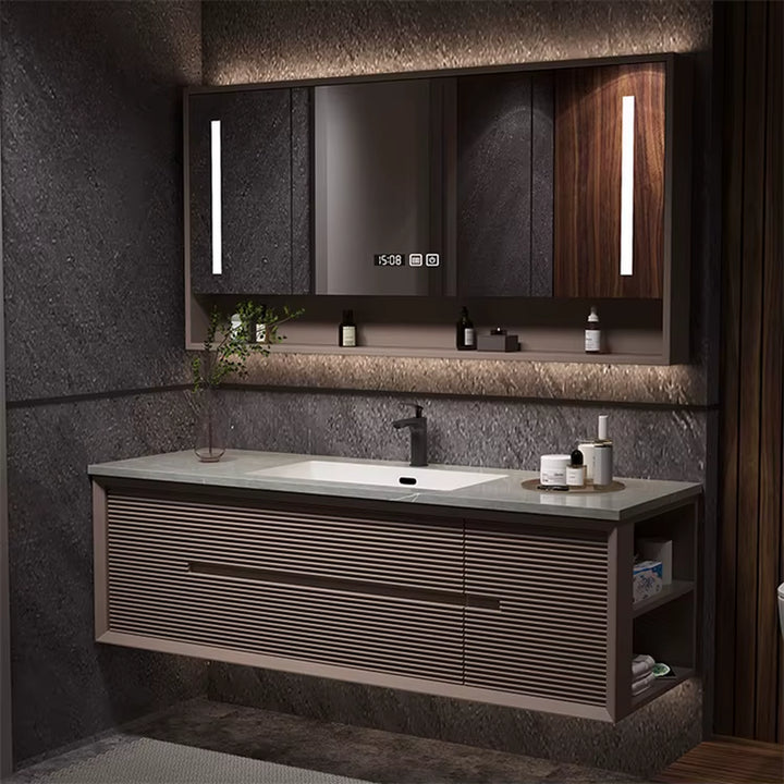Hotel Wall Mount Wood Bathroom Cabinet Vanity Customized with Mirror 42 Inch Modern Waterproof Cabinet