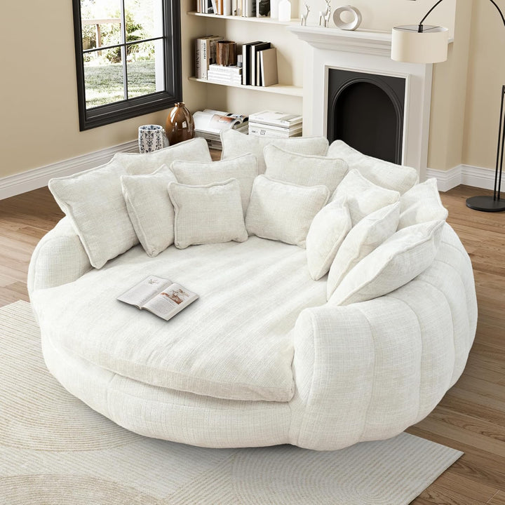 New Oversized Upholstered Round Sofa Bed