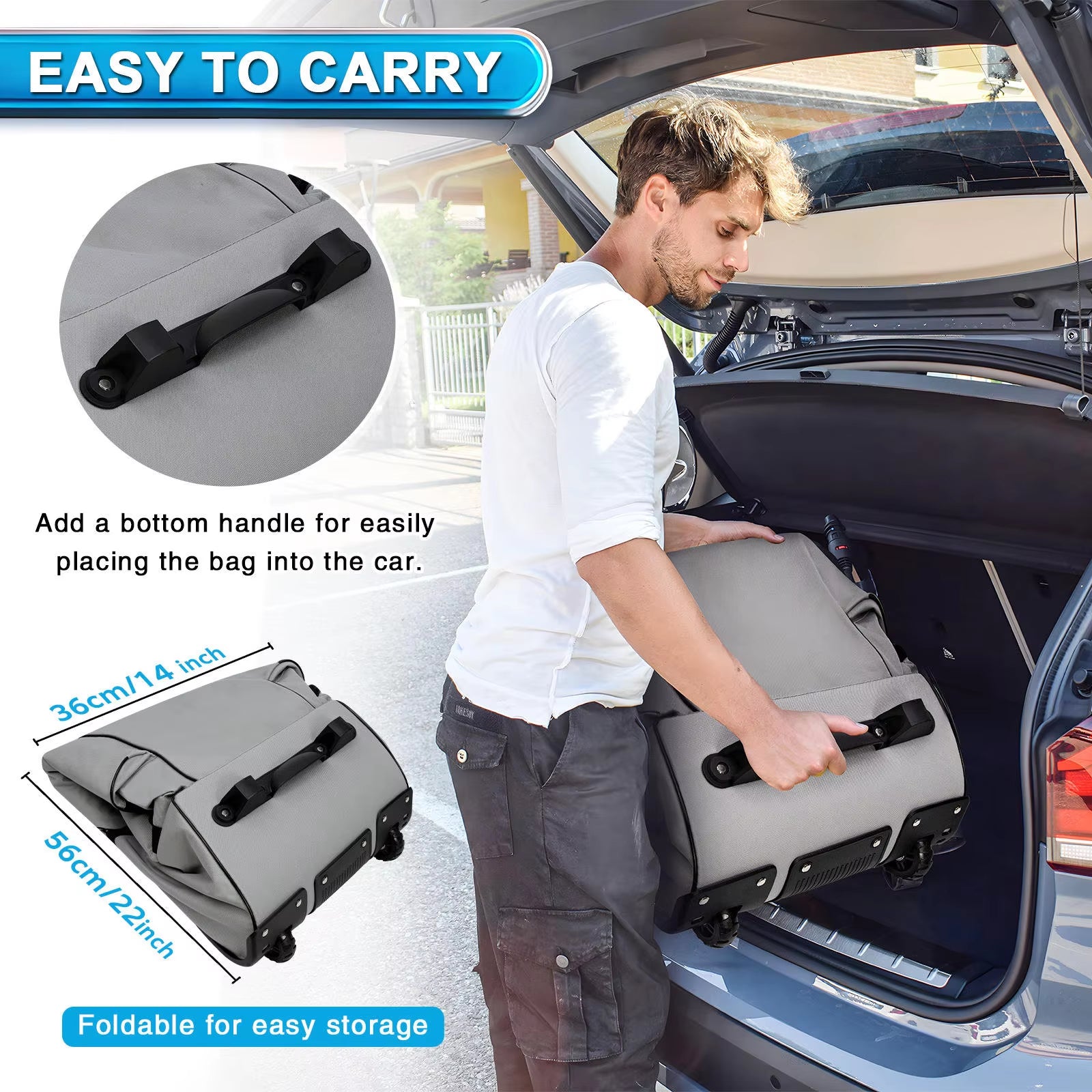 New Large-Capacity Waterproof Oxford Cloth Golf Travel Bag, Foldable Two-Wheel Design