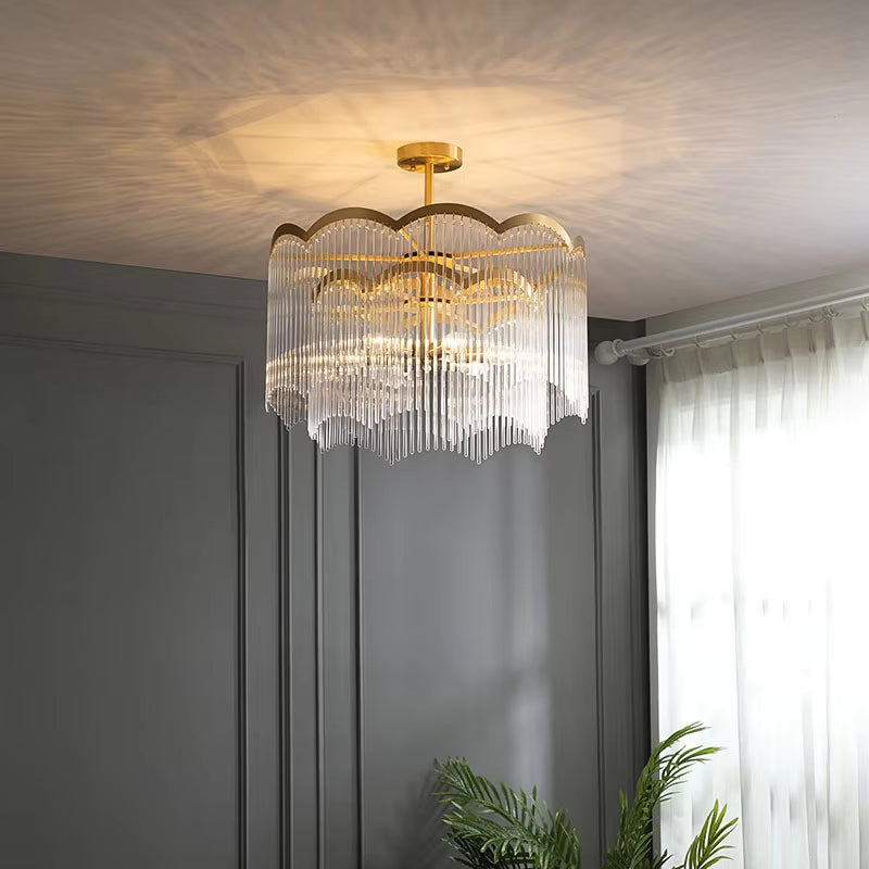 new Post-Modern Minimalist Full Copper Luxury Crystal Chandelier