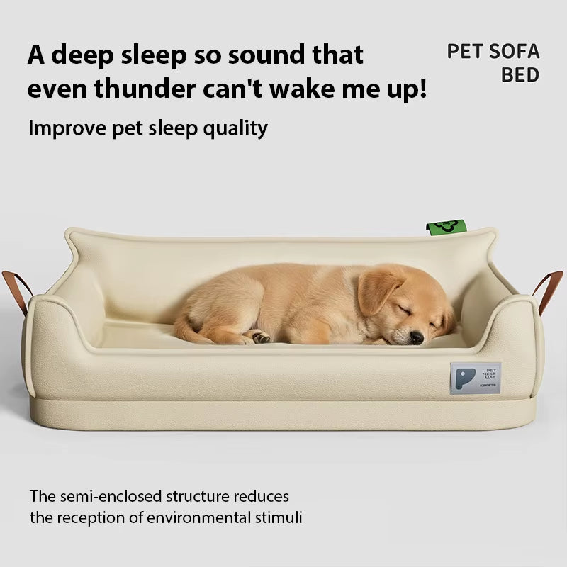 Modern Orthopedic Leather Dog Bed Sofa – Detachable Rectangle Pet Bed