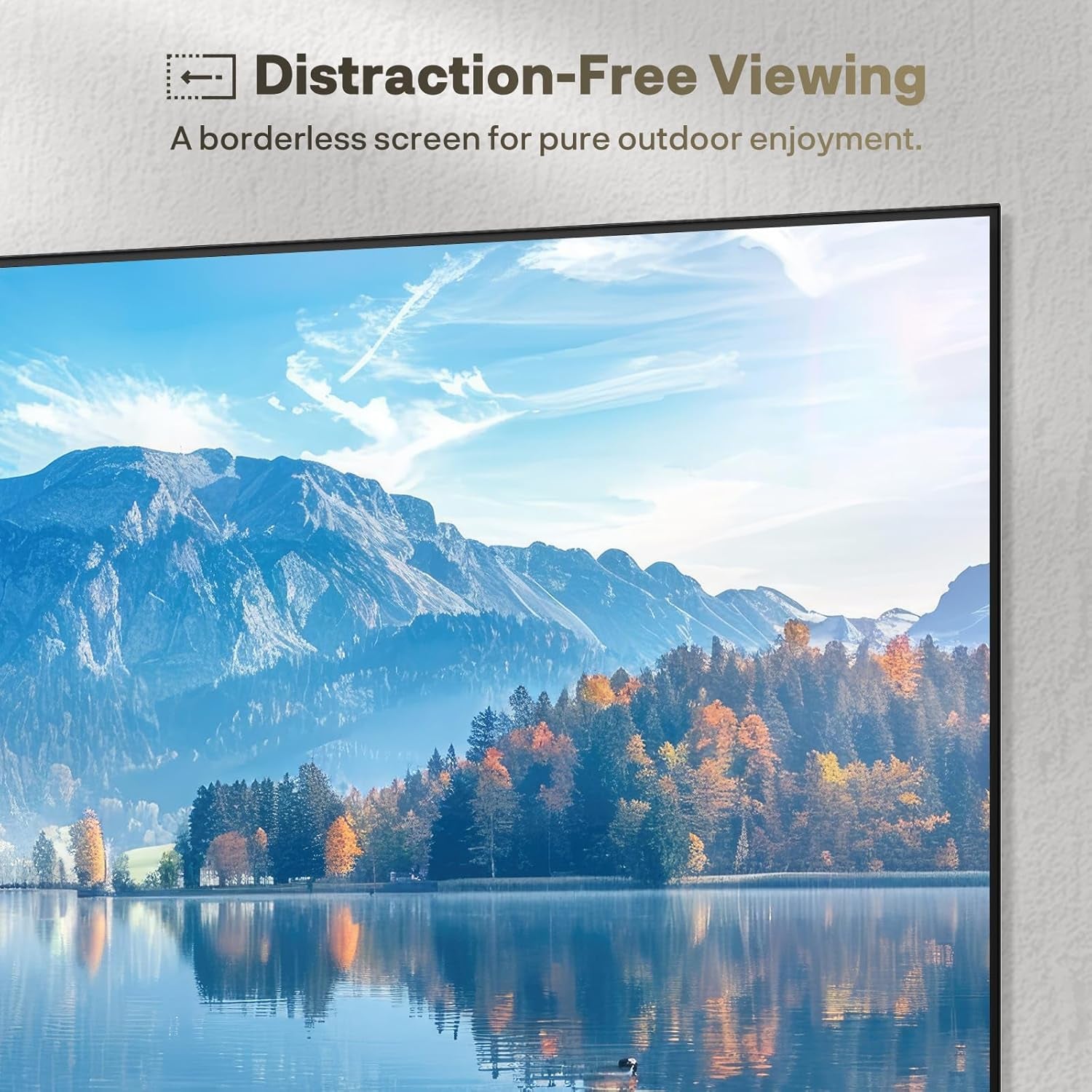 65 Inch Outdoor TV, Ultra-Narrow Bezel, 4K Smart Google TV, 1000 Nits Partial Sun, IP56 Waterproof, Dual Speakers, All-Weather Metal Chassis for Patio, Deck, Backyard (Frameless Series)