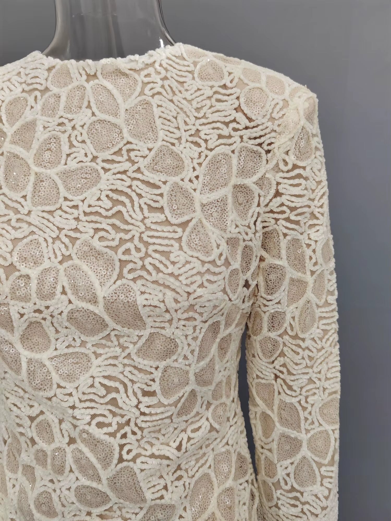 New Women Out Lace Stand Collar Wedding Party Dress 