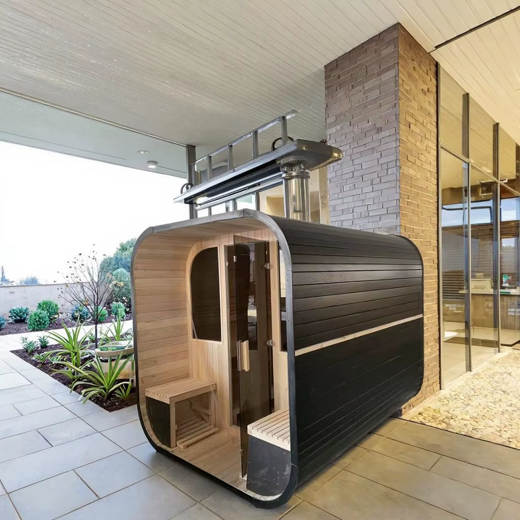 Modern Design Wet Steam Indoor/Outdoor Hemlock Sauna Lodge