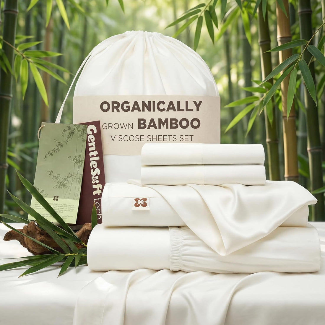 Premium 100% Organically Bamboo Viscose King Size Sheets Set