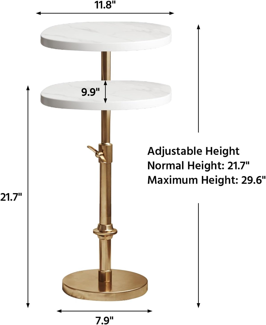 Antique Brass Adjustable-Height Pedestal Drink Table